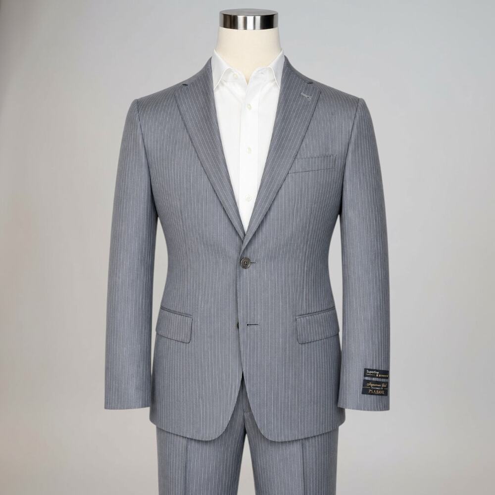 New Jos A Bank Signature Gold 40-42L 33x30 Tailored Fit Gray Pinstripe Note - Picture 8 of 16